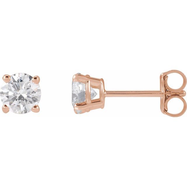 14K Yellow Or White Or Rose Gold Round SI1-SI2, G-H Friction 4-Prong Polished Lab-Grown Diamond Stud Earrings