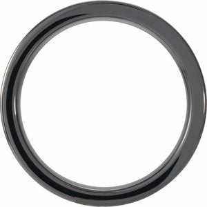 Black Ceramic Flat Band with KOA Wood Inlay Size 8