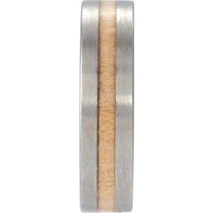 Tungsten 6 Mm Flat Band With Cypress Wood Inlay Size 8.5