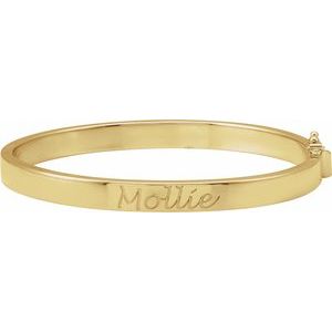 14K Yellow Gold 6 Mm 7 In Polished Tube Hinged Bangle Bracelet