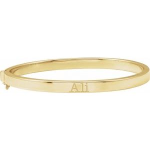 14K Yellow Gold 5 Mm 7 In Polished Tube Hinged Bangle Bracelet