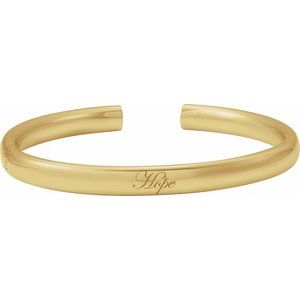 14K Yellow Gold 6 Mm 7 In Polished Hinged Cuff Bracelet