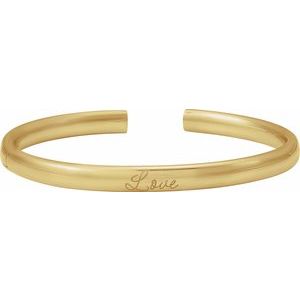14K Yellow Gold 5 Mm 7 In Polished Hinged Cuff Bracelet