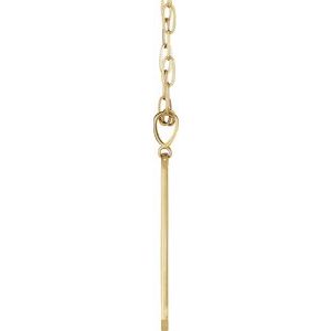14K Yellow Gold Round 1Mm G-H I1 .0075 Ctw Natural Diamond Engravable Elongated Bar Necklace, Length: 18 In