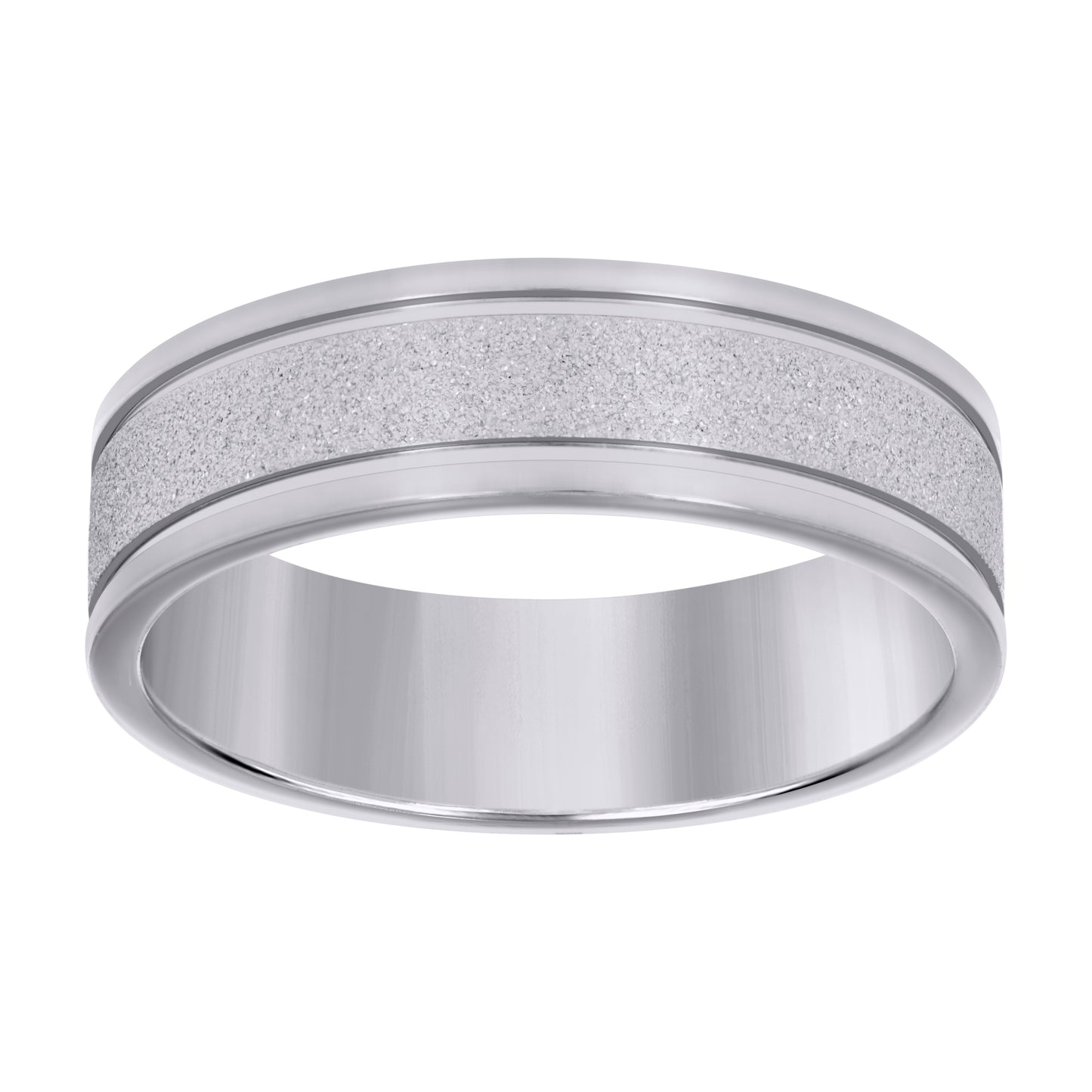 Stainless Steel Men's Stone Finish Grooved Comfort-Fit Bridal Anniversary Engagement Wedding Band 7mm