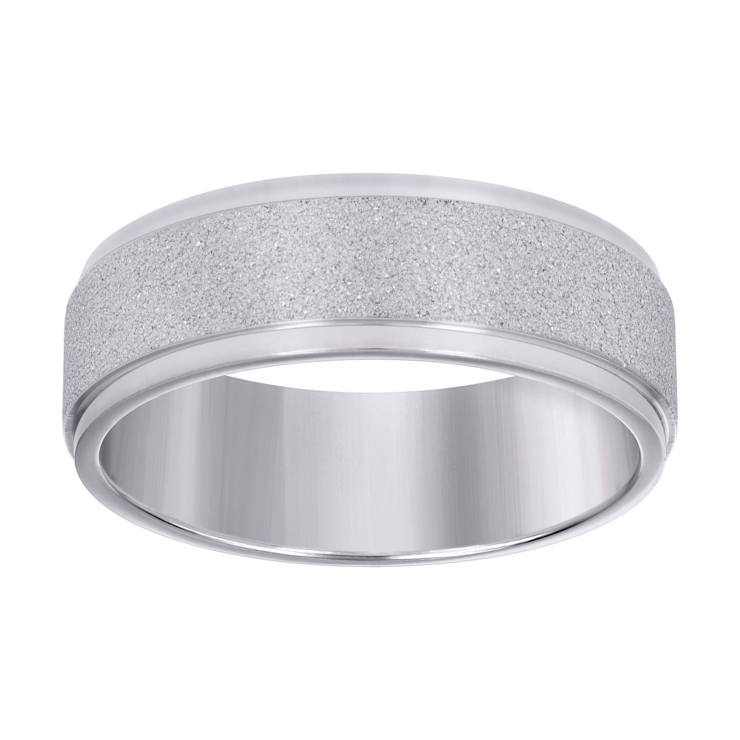 Stainless Steel Mens Stone Finish Comfort-Fit Bridal Anniversary Engagement Wedding Band 8mm