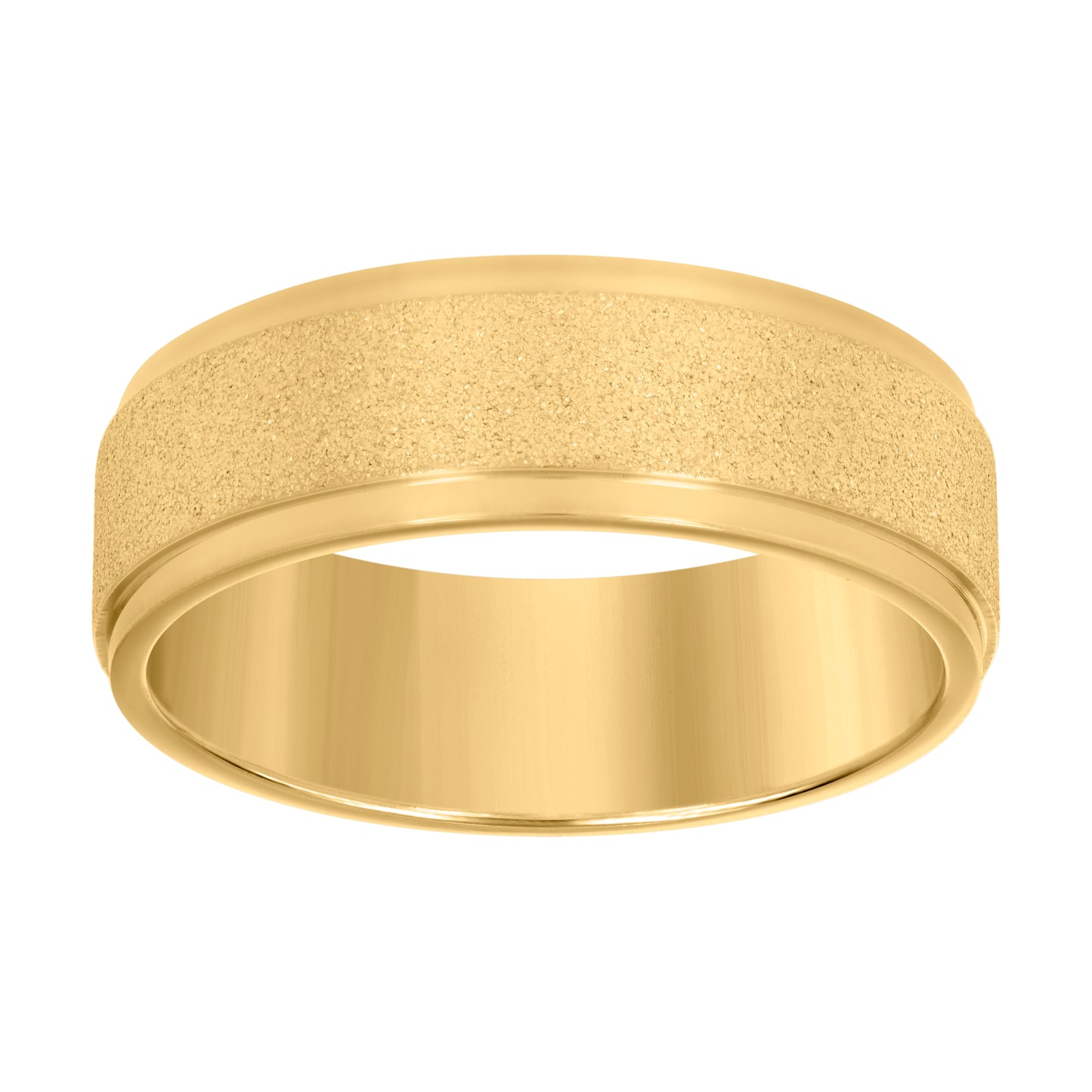 Stainless Steel Yellow-tone Mens Stone Finish Comfort-Fit Bridal Anniversary Engagement Wedding Band 8mm