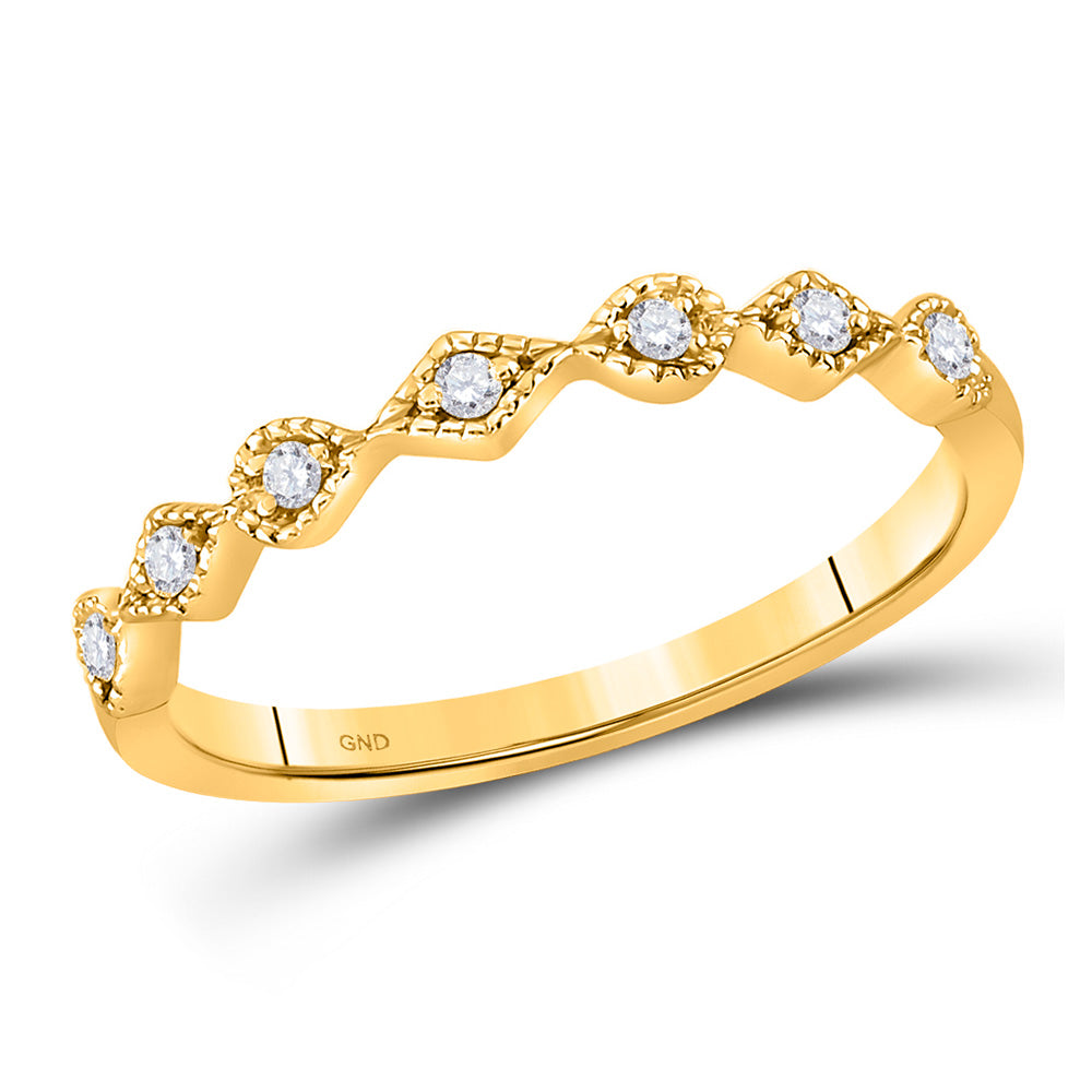 10K Yellow Or White Or Rose Gold Womens Round Diamond Stackable Band Ring , Womens Size: 5-10