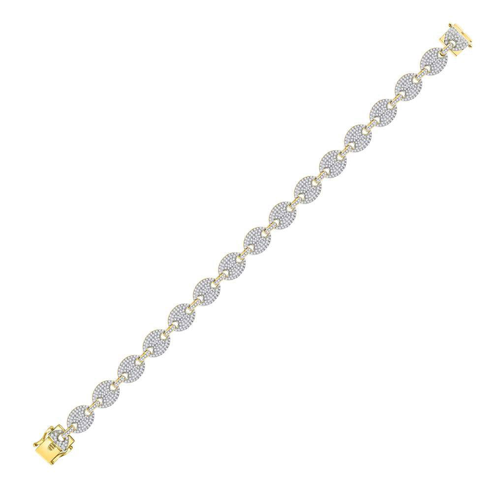 10K Yellow Gold Mens Round Diamond Mariner Link Bracelet 5 Cttw, Width: 0.39 In