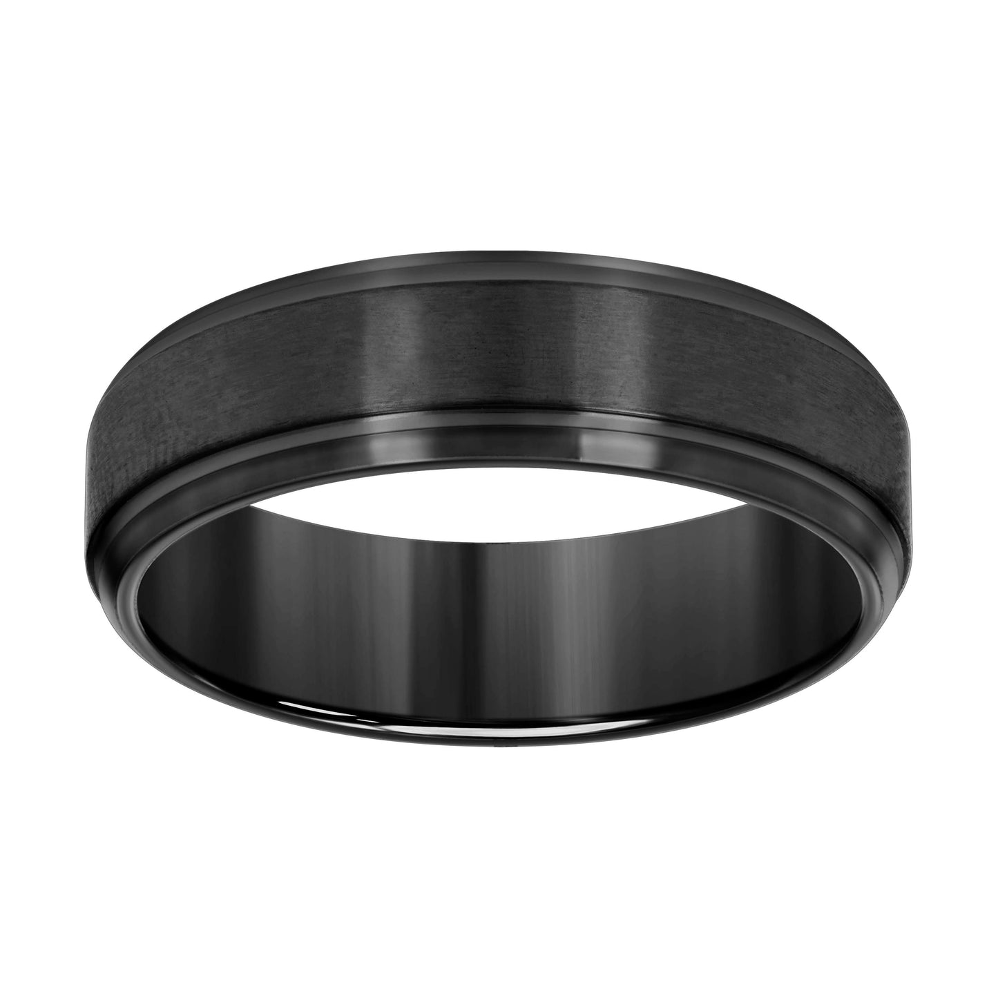 Stainless Steel Black-tone Men's Comfort-Fit Bridal Anniversary Engagement Wedding Band 7mm
