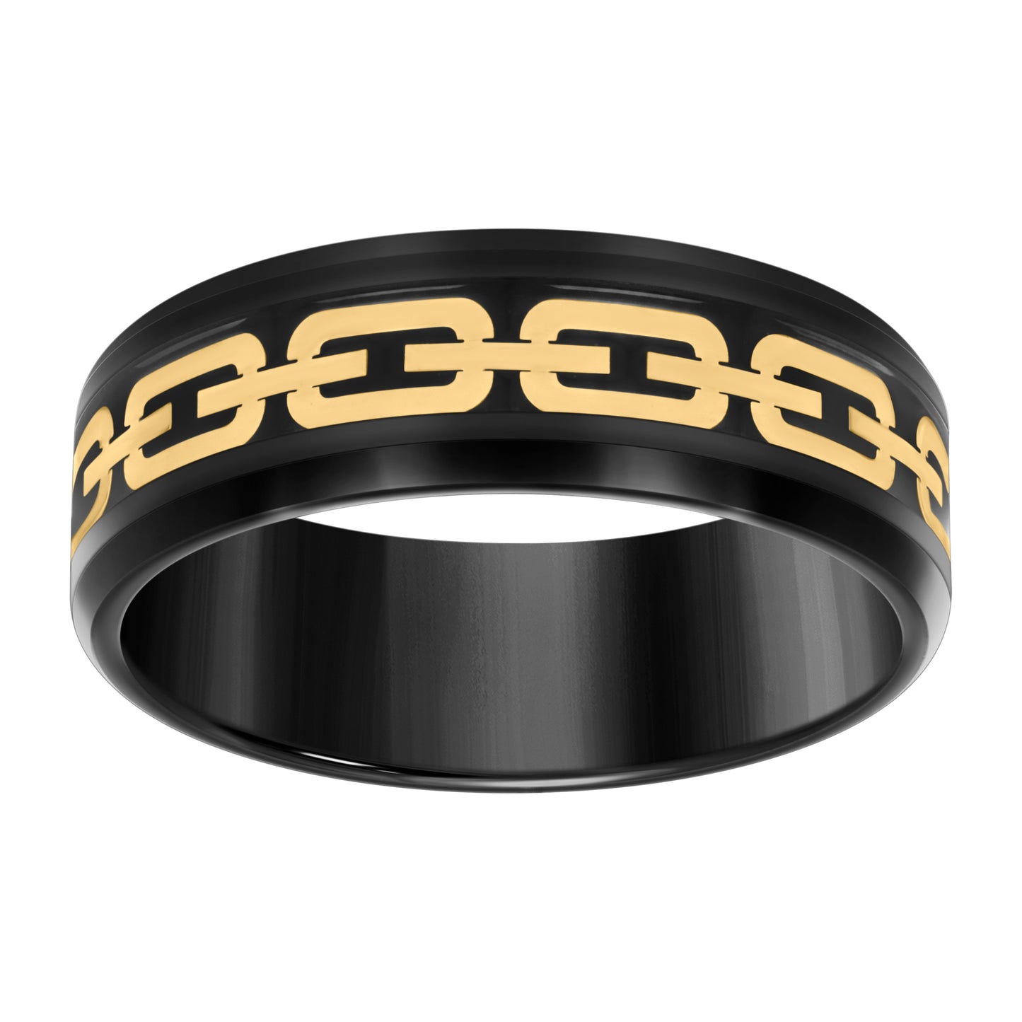 Stainless Steel Yellow & Black-tone Mens Comfort-Fit Bridal Anniversary Engagement Wedding Band 8mm
