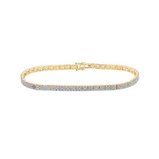 10K Yellow Gold Mens Round Diamond Studded Link Bracelet 4-1/3 Cttw