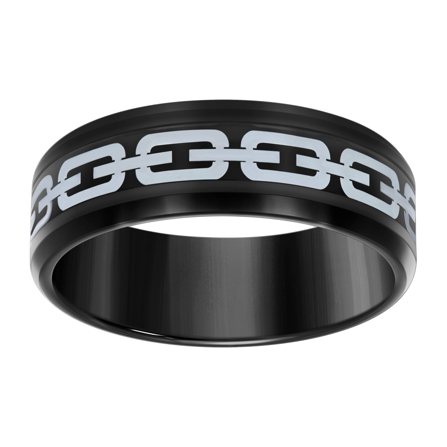 Stainless Steel Black-tone Mens Comfort-Fit Bridal Anniversary Engagement Wedding Band 8mm