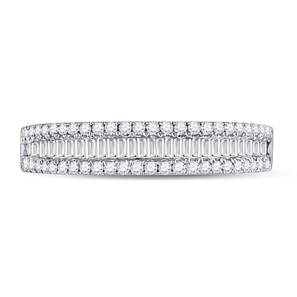 14K White Gold Womens Round Diamond Anniversary Band Ring 1/2 Cttw, Womens Size: 5-10