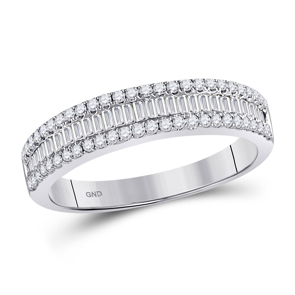 14K White Gold Womens Round Diamond Anniversary Band Ring 1/2 Cttw, Womens Size: 5-10