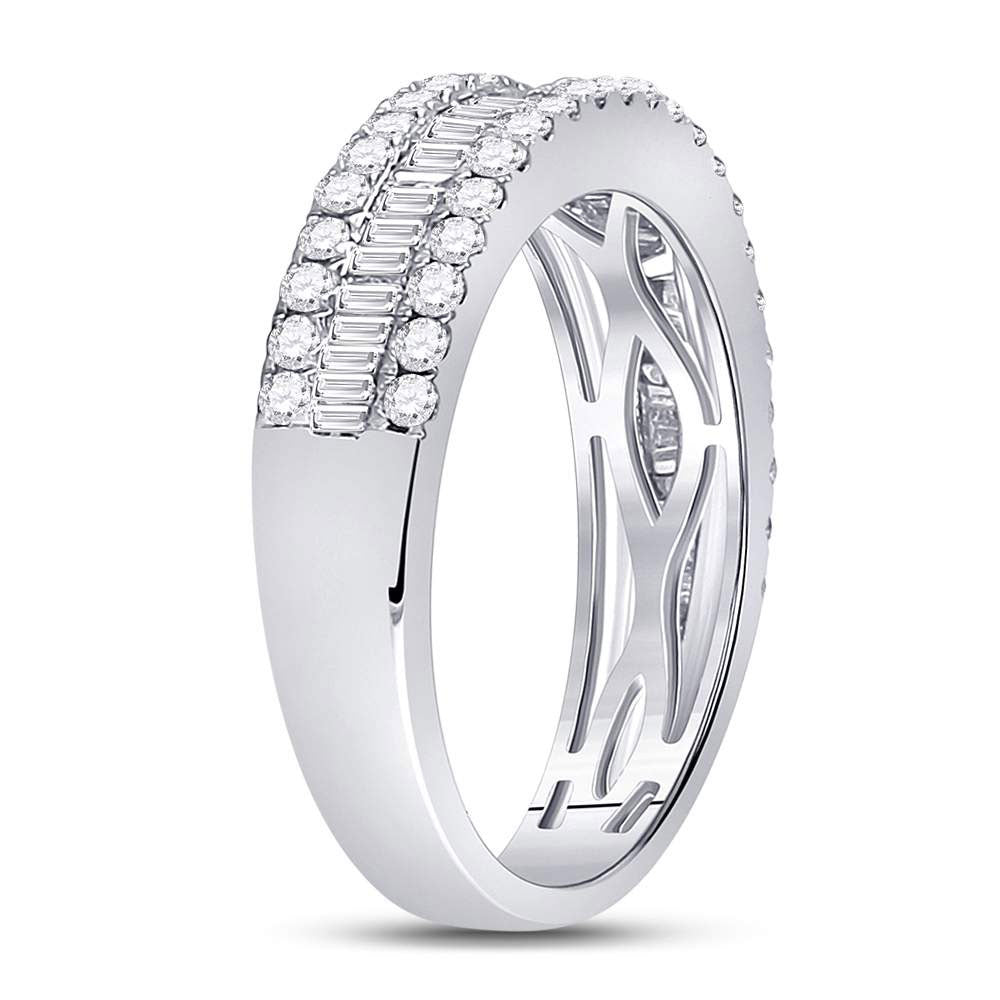 14K White Gold Womens Baguette Diamond Fashion Anniversary Ring 1 Cttw, Womens Size: 5-10