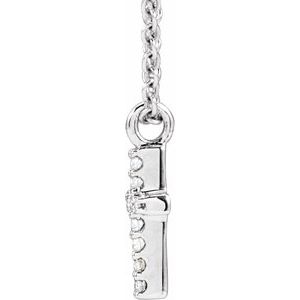 14K Yellow Or White Gold Round .8Mm G-H I1 .03 Ctw Natural Diamond Cross Necklace, Length: 18 In
