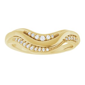 14K Yellow Gold Round Polished .08 Ctw Natural Diamond Contour Band Size 7