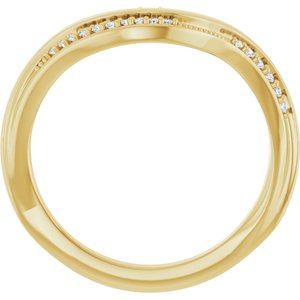 14K Yellow Gold Round Polished .08 Ctw Natural Diamond Contour Band Size 7