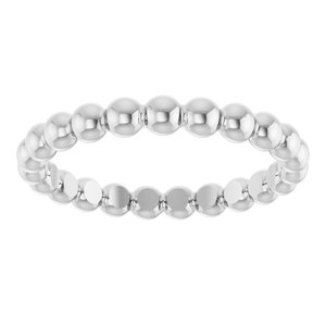 14K White Gold Beaded Stackable Ring Size 4.5