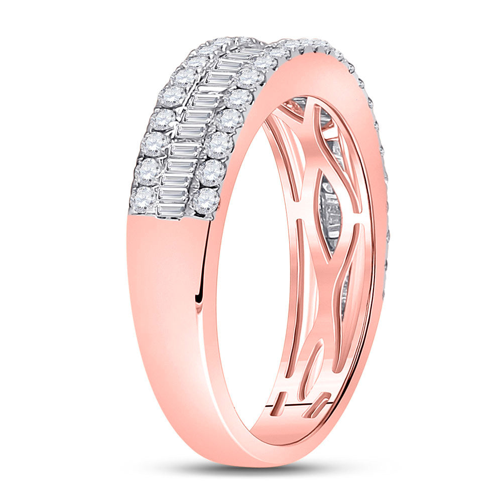 14K Yellow Or Rose Gold Womens Baguette Diamond Fashion Anniversary Ring 1 Cttw, Womens Size: 5-10