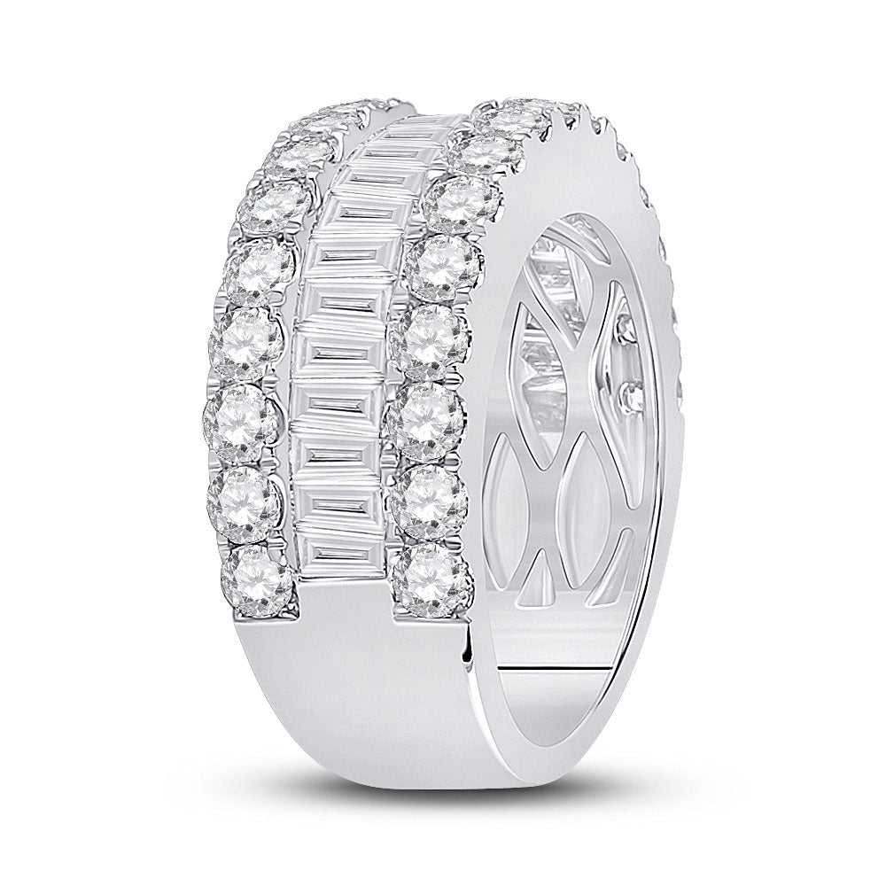 14K White Gold Womens Baguette Diamond Anniversary Ring 3 Cttw, Womens Size: 5-10