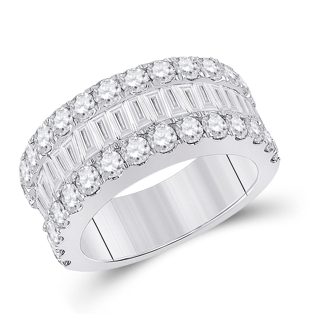 14K White Gold Womens Baguette Diamond Anniversary Ring 3 Cttw, Womens Size: 5-10