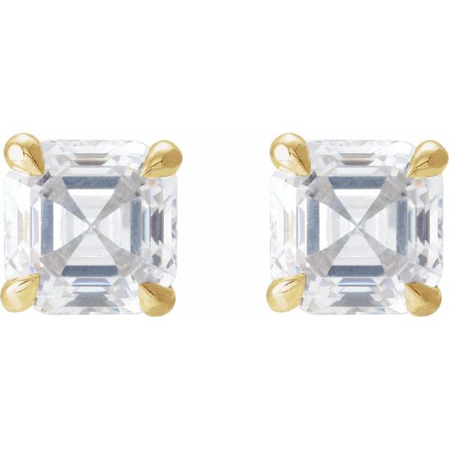 14K Yellow Gold Asscher 4 X 4Mm I1, Ghi Friction 4-Prong Polished 5/8 Ctw Natural Diamond Earrings