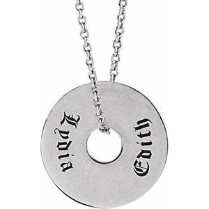 Sterling Silver 12 X 12 Mm 16-18 In Polished Engravable Washer Necklace