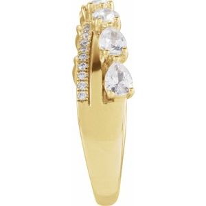 14K Yellow Gold Pear  4 X 3 Mm Polished 1 1/8 Ctw Natural Diamond Ring Size 7