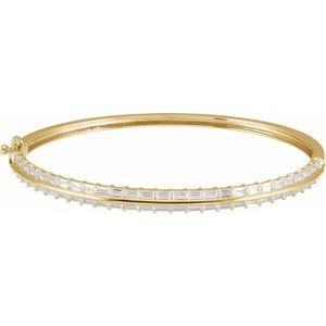14K Yellow Gold Straight Baguette 3 X 1.5Mm G-H Si 2 1/6 Ctw Lab-Grown Diamond Bangle Bracelet, Length: 7 In