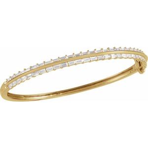 14K Yellow Gold Straight Baguette 3 X 1.5Mm G-H Si 2 1/6 Ctw Lab-Grown Diamond Bangle Bracelet, Length: 7 In