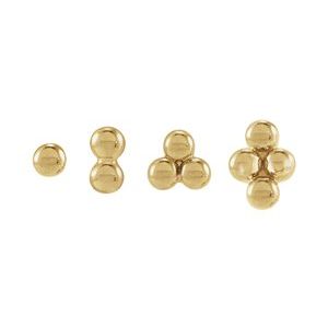 14K Yellow Or White Or Rose Gold Or Sterling Silver Or Platinum 3.2 X 3 Mm Pair Friction Backs Included .37 In Polished 3 Beads Stud Earrings