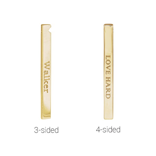 14K Yellow Or White Or Rose Gold Or Sterling SIlver 16-18 In Polished Engravable Vertical Bar Necklace