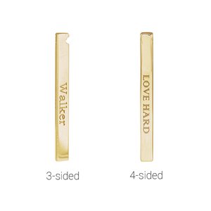 14K Yellow Or White Or Rose Gold Or Sterling Silver Or Platinum Polished Engravable Three-Sided Bar Pendant