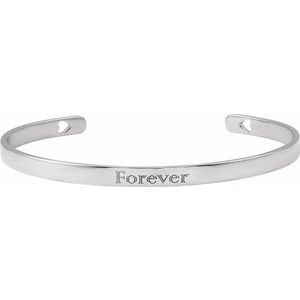 Sterling Silver Engravable Heart Pierced Cuff 7" Bracelet