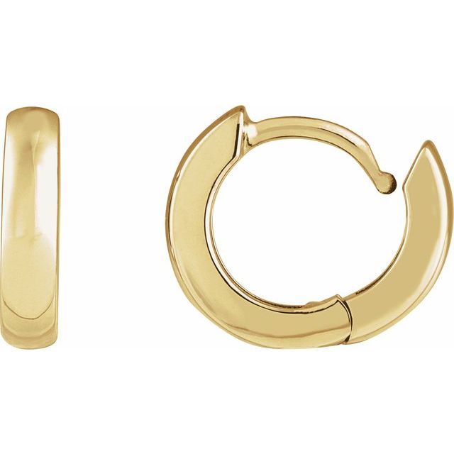 18K Yellow Gold 12 Mm 2.7 Mm Each Hinged Polished Hinged Earrings