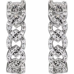 14K White Gold Round 1Mm Si1-Si2, G-H 1/2 Ctw Lab-Grown Diamond Ear-Wire Hoop Earrings