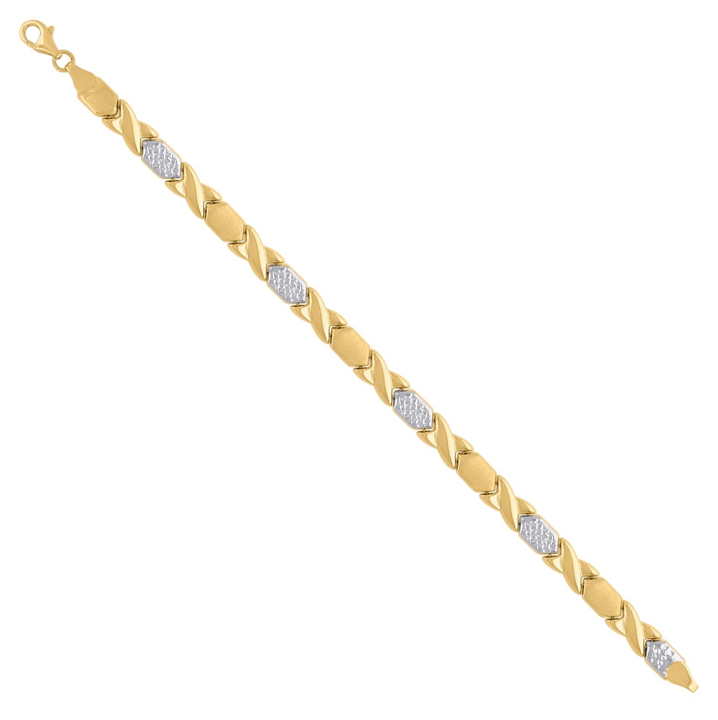 14kt Two-Tone Gold Womens XOXO Stampato Bracelet 7 Inches– Elegant Jewelry Gift for Birthday, Anniversary, Engagement, Wedding