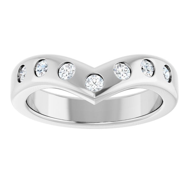 14K White Gold Round 2.5 Mm Polished 3/8 Ctw Lab Grown Diamond Contour Band, Size 7