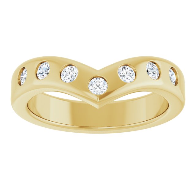 14K Yellow Gold Round 2.5 Mm Polished 3/8 Ctw Natural Diamond Contour Band, Size 7