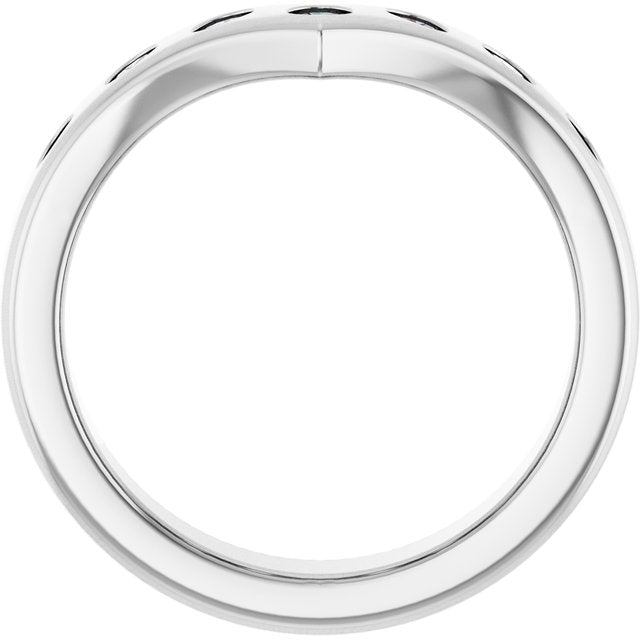 14K White Gold Round 2.5 Mm Polished 3/8 Ctw Lab Grown Diamond Contour Band, Size 7