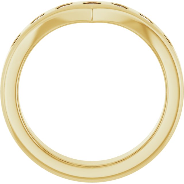 14K Yellow Gold Round 2.5 Mm Polished 3/8 Ctw Natural Diamond Contour Band, Size 7