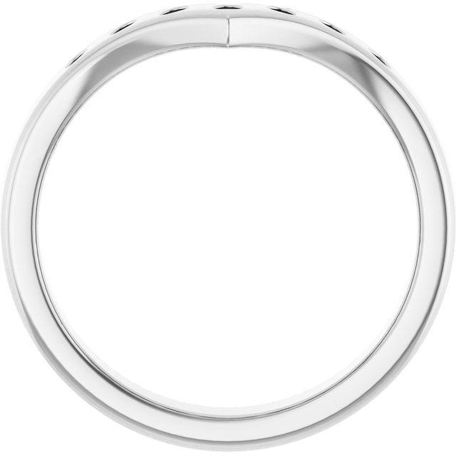 14K White Gold Round 1.5 Mm Polished 1/10 Ctw Lab Grown Diamond Contour Band, Size 7