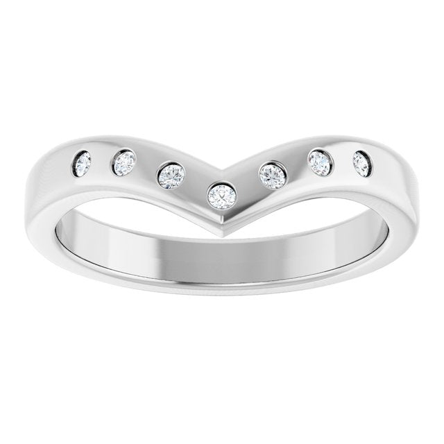 14K White Gold Round 1.5 Mm Polished 1/10 Ctw Lab Grown Diamond Contour Band, Size 7