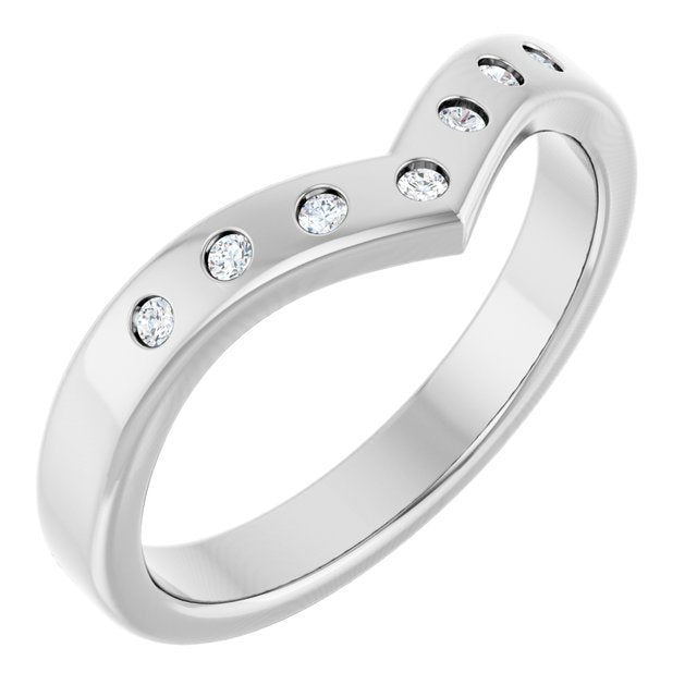 14K White Gold Round 1.5 Mm Polished 1/10 Ctw Lab Grown Diamond Contour Band, Size 7