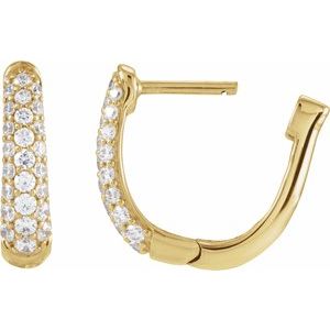 14K Yellow Gold Pair Round Shape 1.7Mm I1, Gh 1/2 Ctw Natural Diamond Hoop Earrings, Length: 14.9 Mm, Thickness: 3.9 Mm