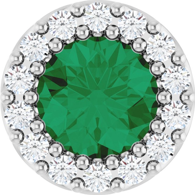 14K Yellow Or White Or Rose Gold Round I1, G-H Polished Natural Gemstone And Natural Diamond Halo-Style Pendant