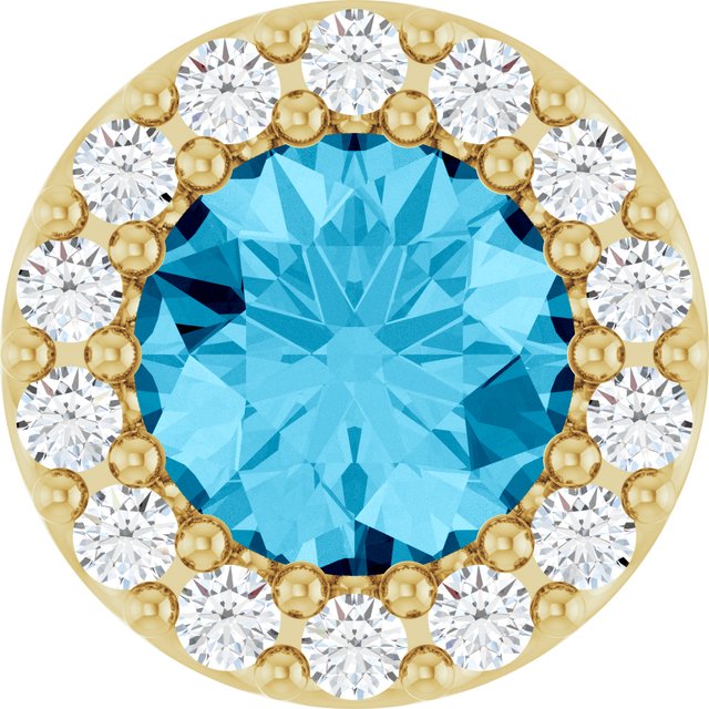 14K Yellow Or White Or Rose Gold Round I1, G-H Polished Natural Gemstone And Natural Diamond Halo-Style Pendant