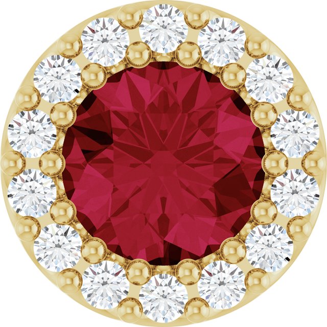 14K Yellow Or White Gold Round 5Mm I1, G-H Polished Lab-Grown Gemstone And 1/10 Ctw Natural Diamond Halo-Style Pendant